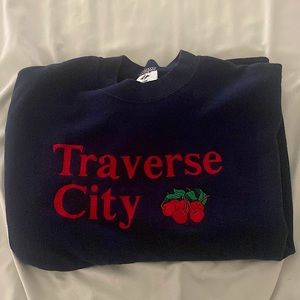 navy traverse city crew neck, Medium, thrifted but great condition